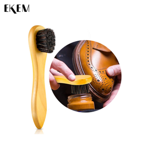 Shoe Shine Brush Horsehair Wooden Care